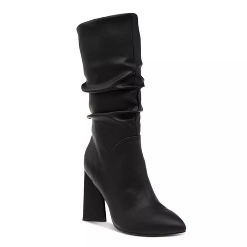 Dolce Vita Women's Wandah Solid High‎ Heel Mid Calf Boots Black Leather Size 9